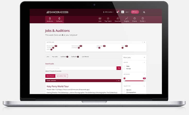 Danceraccess Jobs Page